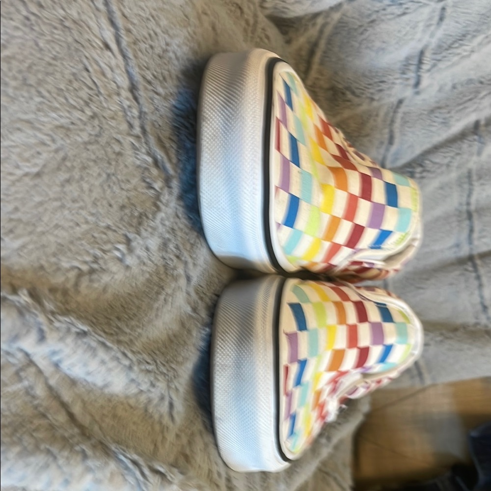 Vans Red and Orange Sneakers Classic Checkerboard Design - Picture 3 of 5